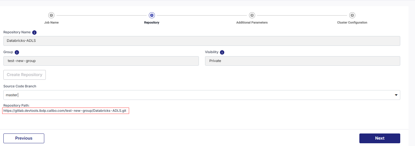 Create New Repository for Custom Integration job